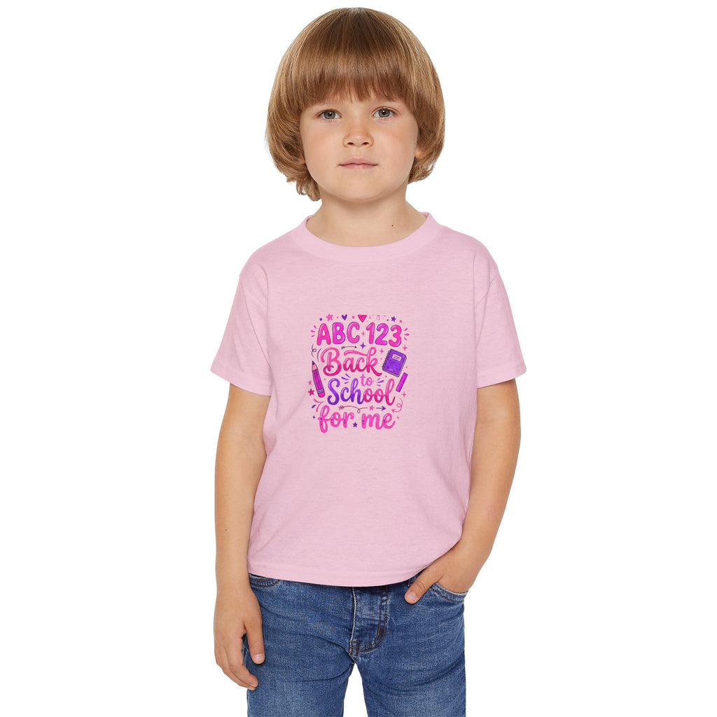 Toddler T-Shirt — "ABC 123 Back to School for Me" Cute Pink Kids School Shirt