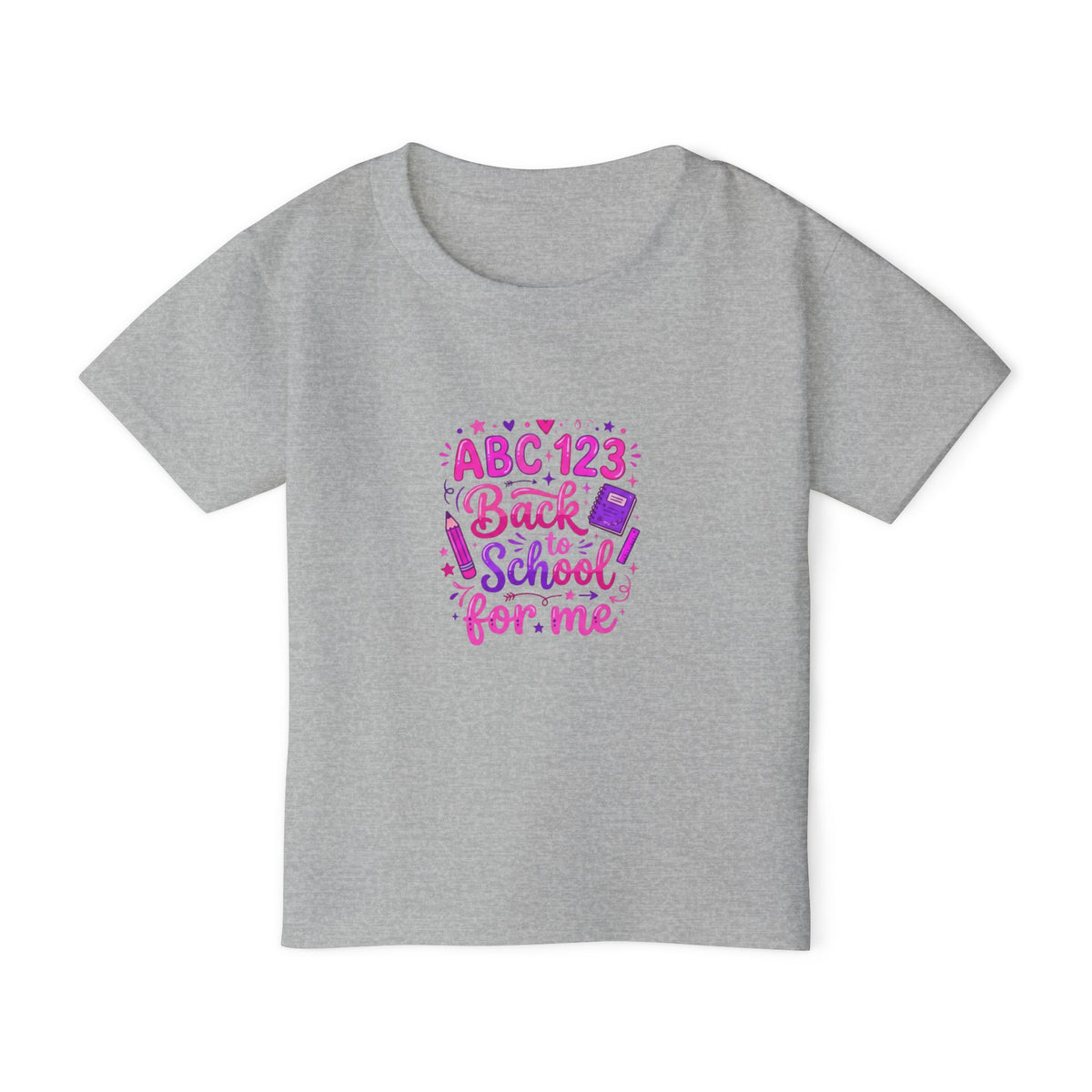 Toddler T-Shirt — "ABC 123 Back to School for Me" Cute Pink Kids School Shirt