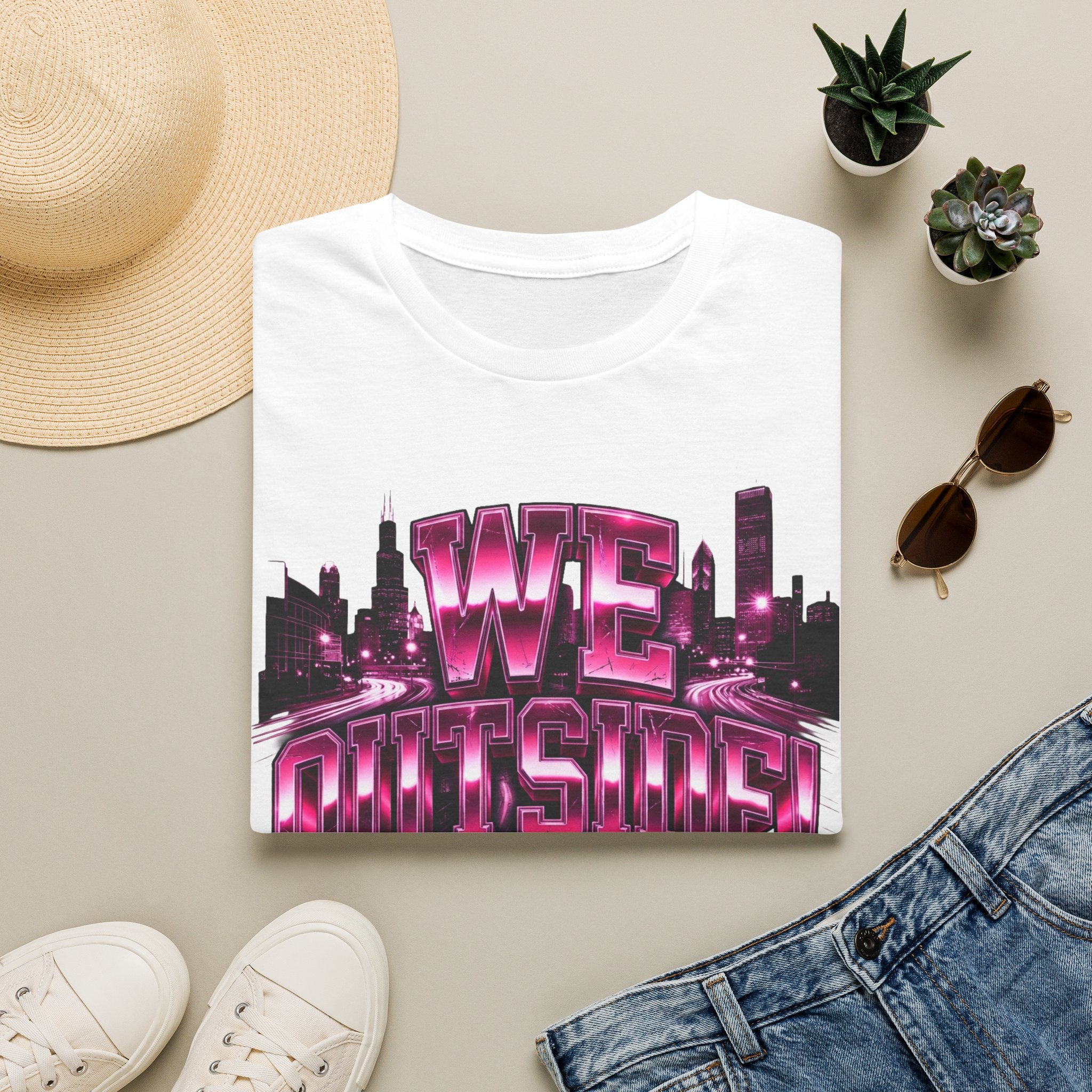 Well Outside Cityscape T-Shirt — Retro Neon Skyline Graphic Tee