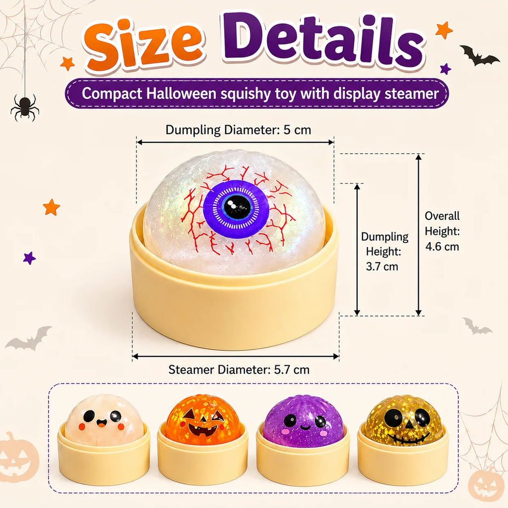 5CM Halloween Realistic Bao Squishy Toy Dumpling Slow Rising Squeeze Fidget Sensory Stress Relief Tactile Novelty Gift Box Set