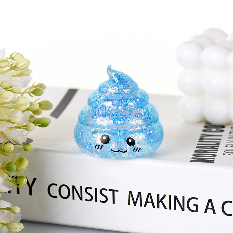 1/6PCS Glitter Novelty Poop Squishy Stretchy Maltose Stress Relief Funny Gag Gift Decompression Stretch Squeeze For Kids Adults