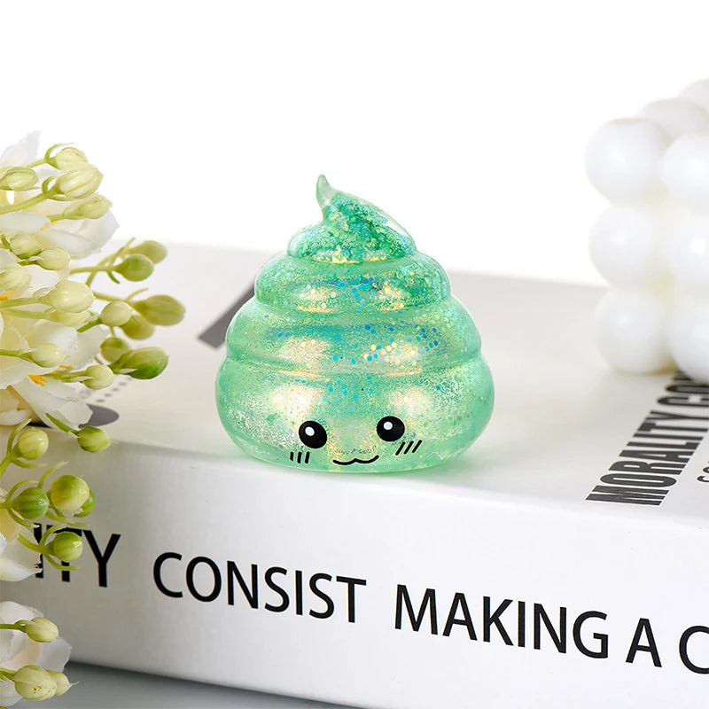 1/6PCS Glitter Novelty Poop Squishy Stretchy Maltose Stress Relief Funny Gag Gift Decompression Stretch Squeeze For Kids Adults