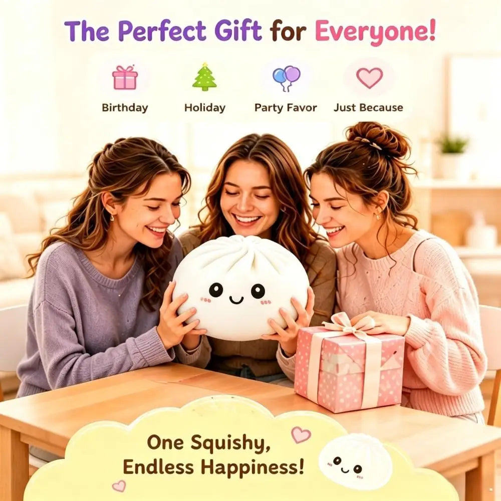 16cm Extra Large Big Dumplings Squeeze Toy with Steamer Soft Squeeze Toy Glitter Fidget Steamed Stuffed Bun Squeeze Pinch Le