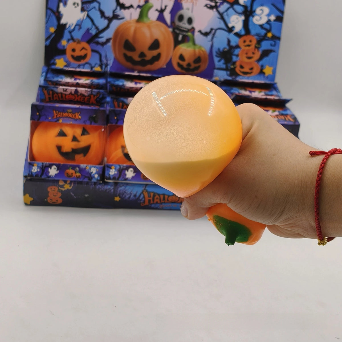 2026 Halloween Pumpkin Head Squishy Toy, In Stock Squeeze Stress Relief Fidget Toy Gift Box Set