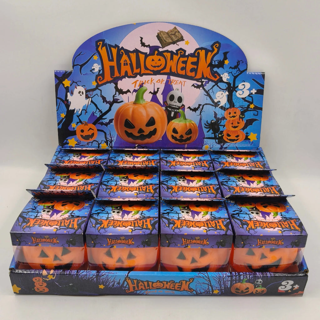 2026 Halloween Pumpkin Head Squishy Toy, In Stock Squeeze Stress Relief Fidget Toy Gift Box Set