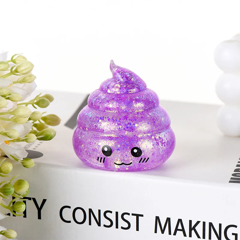 1/6PCS Glitter Novelty Poop Squishy Stretchy Maltose Stress Relief Funny Gag Gift Decompression Stretch Squeeze For Kids Adults