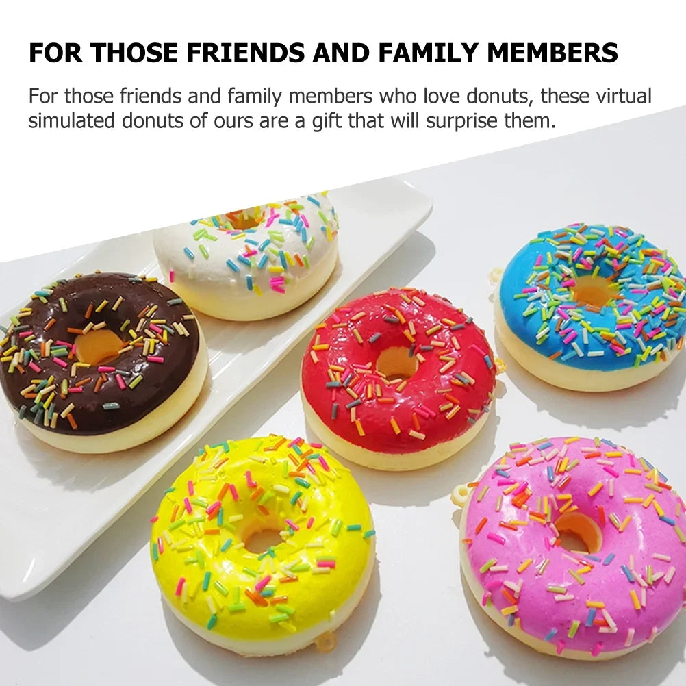 1/6pcs Donut Imitation Dessert Food for Decoration Display Window Display, Kitchen Display Party Gift Decor Hanging Ornaments