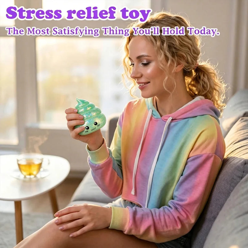 1/6PCS Glitter Novelty Poop Squishy Stretchy Maltose Stress Relief Funny Gag Gift Decompression Stretch Squeeze For Kids Adults