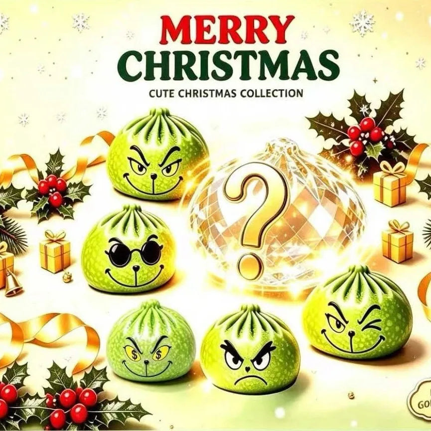 //New Glitter Green Dumpling With Steamer Squeeze Buns Relieve Stress for Christmas Party Gift New Year Gift