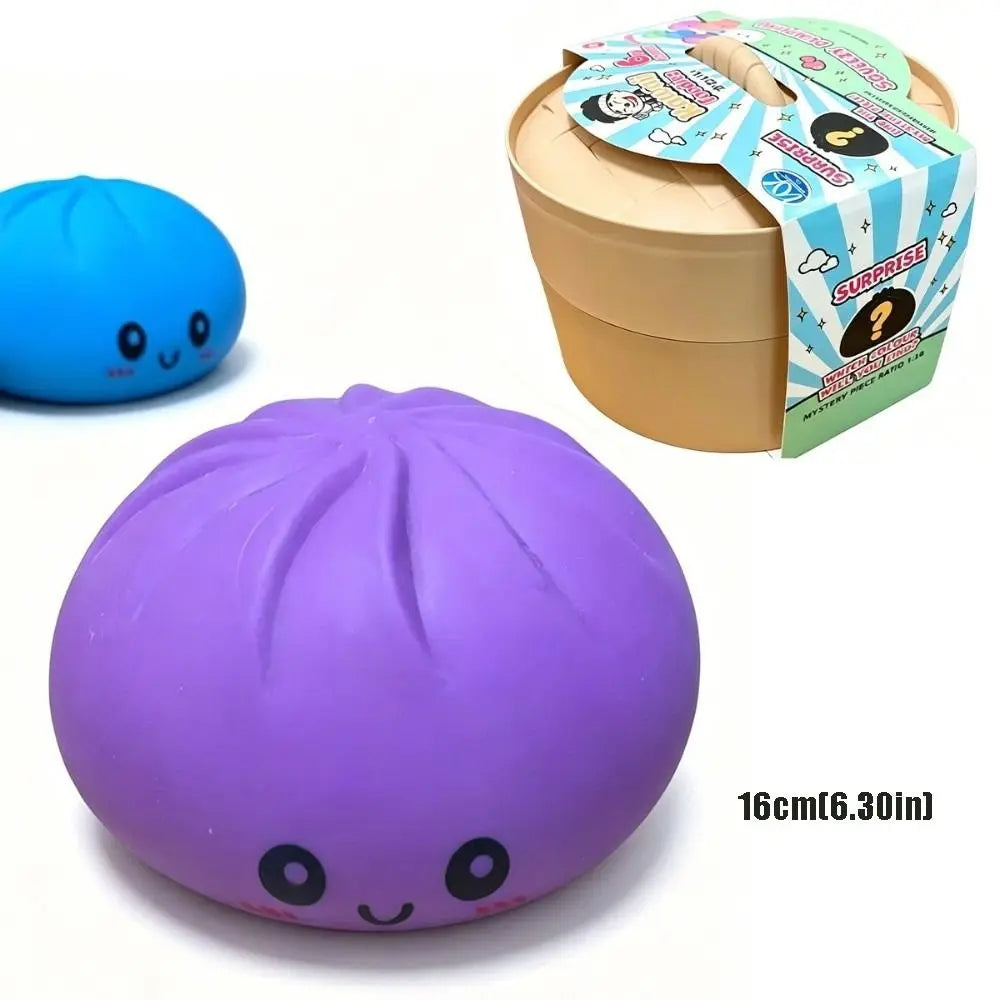 16cm Extra Large Big Dumplings Squeeze Toy with Steamer Soft Squeeze Toy Glitter Fidget Steamed Stuffed Bun Squeeze Pinch Le