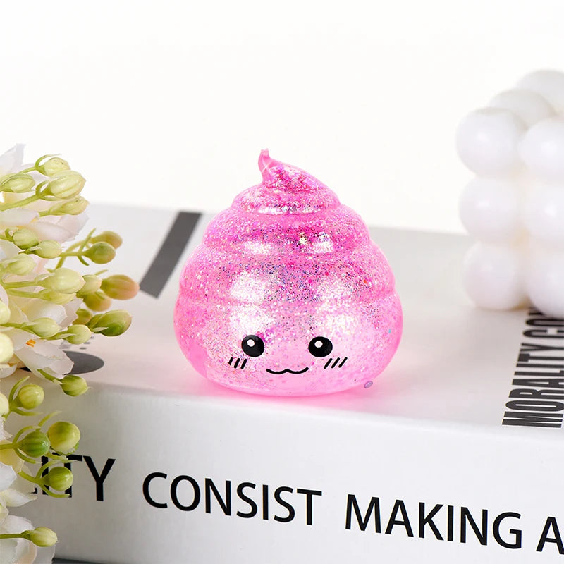 1/6PCS Glitter Novelty Poop Squishy Stretchy Maltose Stress Relief Funny Gag Gift Decompression Stretch Squeeze For Kids Adults