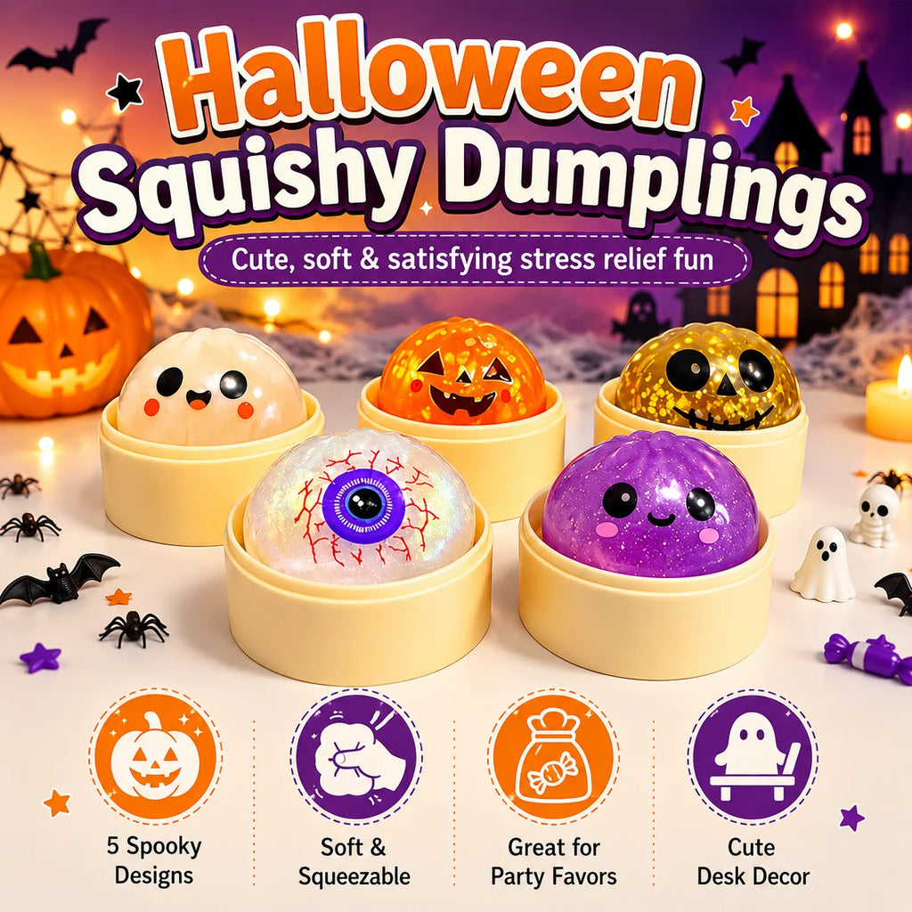 5CM Halloween Realistic Bao Squishy Toy Dumpling Slow Rising Squeeze Fidget Sensory Stress Relief Tactile Novelty Gift Box Set
