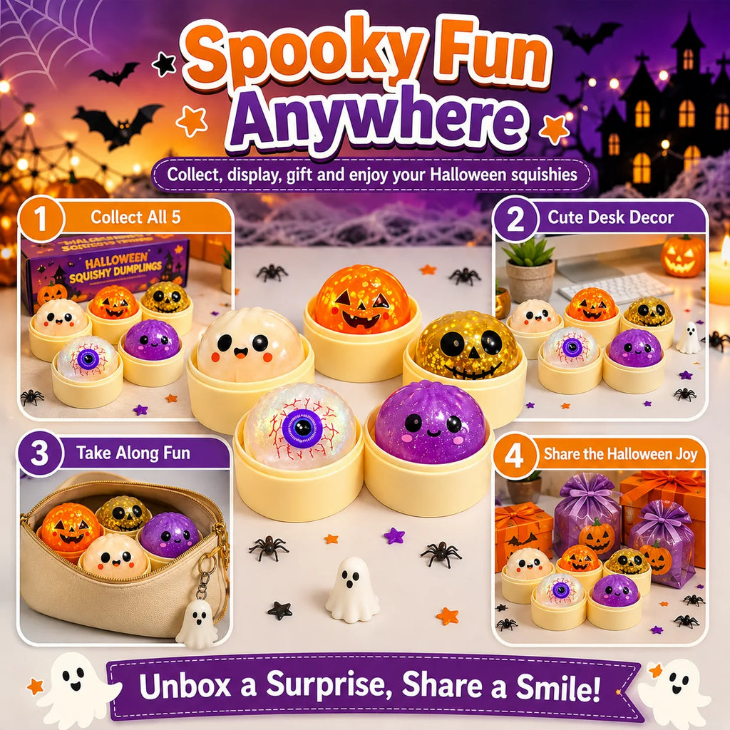 5CM Halloween Realistic Bao Squishy Toy Dumpling Slow Rising Squeeze Fidget Sensory Stress Relief Tactile Novelty Gift Box Set