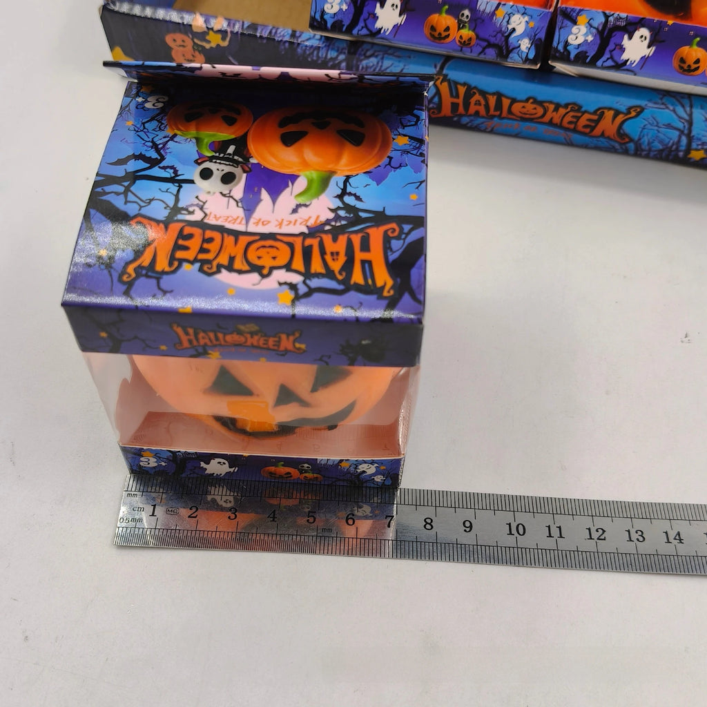 2026 Halloween Pumpkin Head Squishy Toy, In Stock Squeeze Stress Relief Fidget Toy Gift Box Set