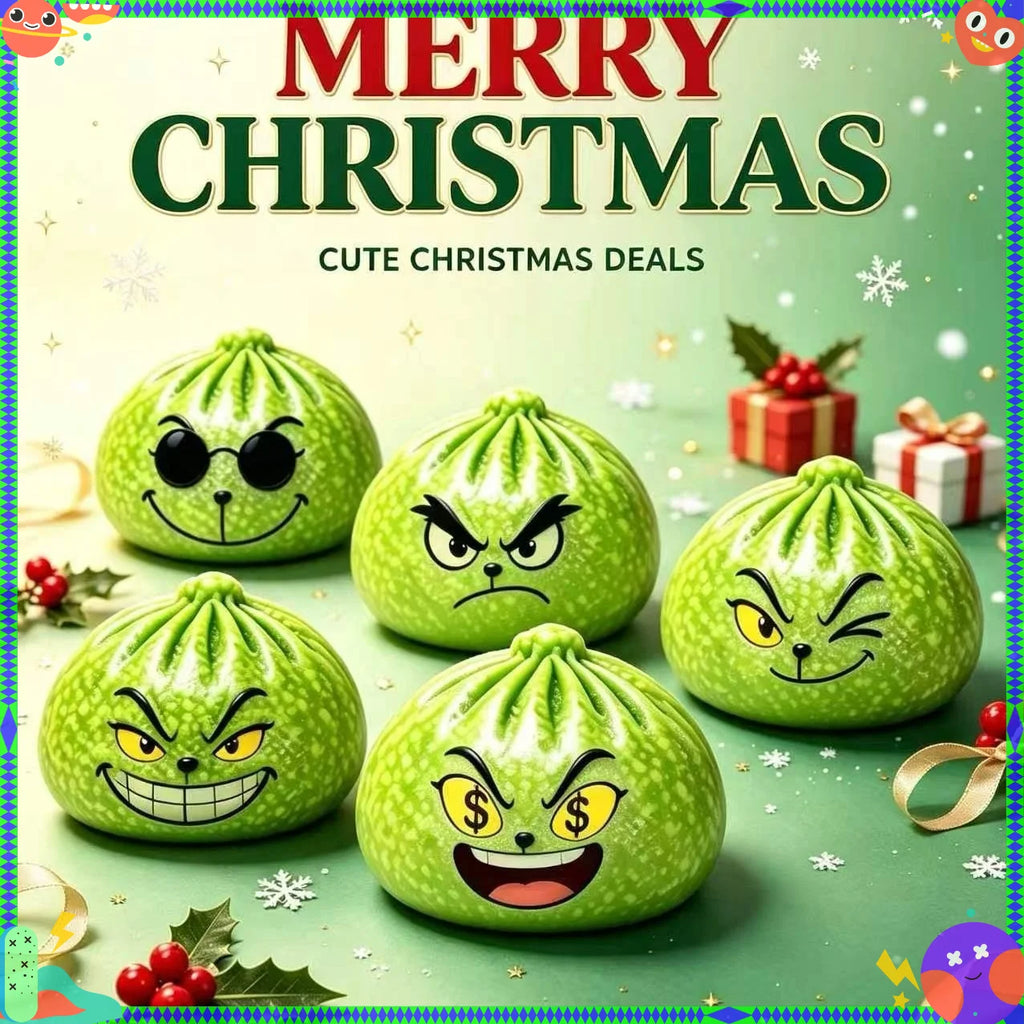 //New Glitter Green Dumpling With Steamer Squeeze Buns Relieve Stress for Christmas Party Gift New Year Gift