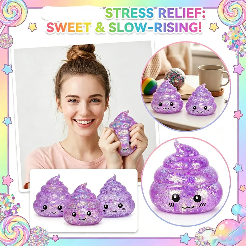 1/6PCS Glitter Novelty Poop Squishy Stretchy Maltose Stress Relief Funny Gag Gift Decompression Stretch Squeeze For Kids Adults