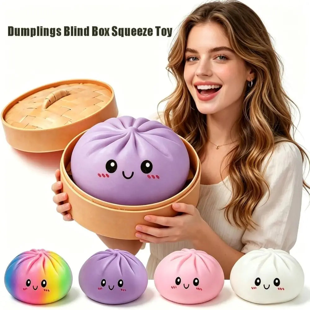 16cm Extra Large Big Dumplings Squeeze Toy with Steamer Soft Squeeze Toy Glitter Fidget Steamed Stuffed Bun Squeeze Pinch Le