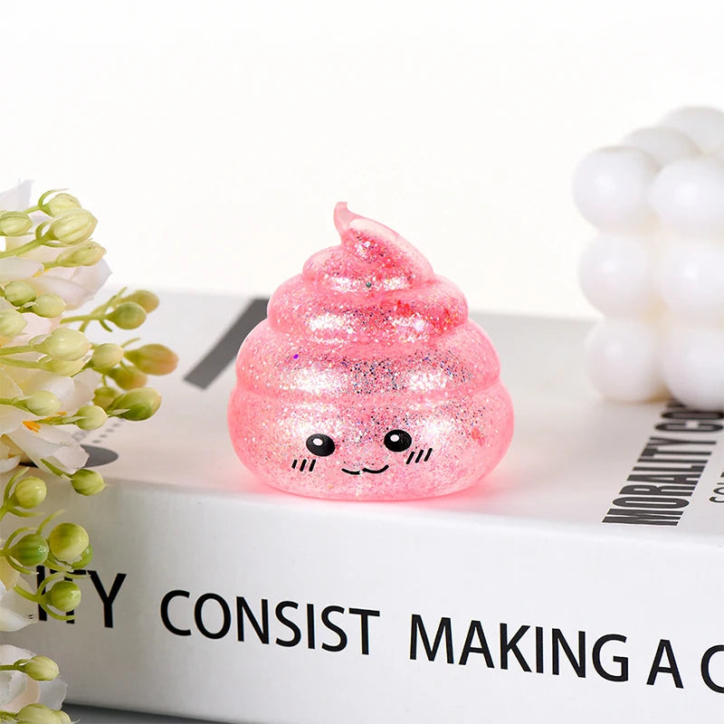 1/6PCS Glitter Novelty Poop Squishy Stretchy Maltose Stress Relief Funny Gag Gift Decompression Stretch Squeeze For Kids Adults