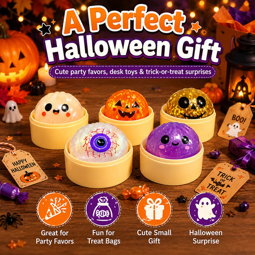 5CM Halloween Realistic Bao Squishy Toy Dumpling Slow Rising Squeeze Fidget Sensory Stress Relief Tactile Novelty Gift Box Set